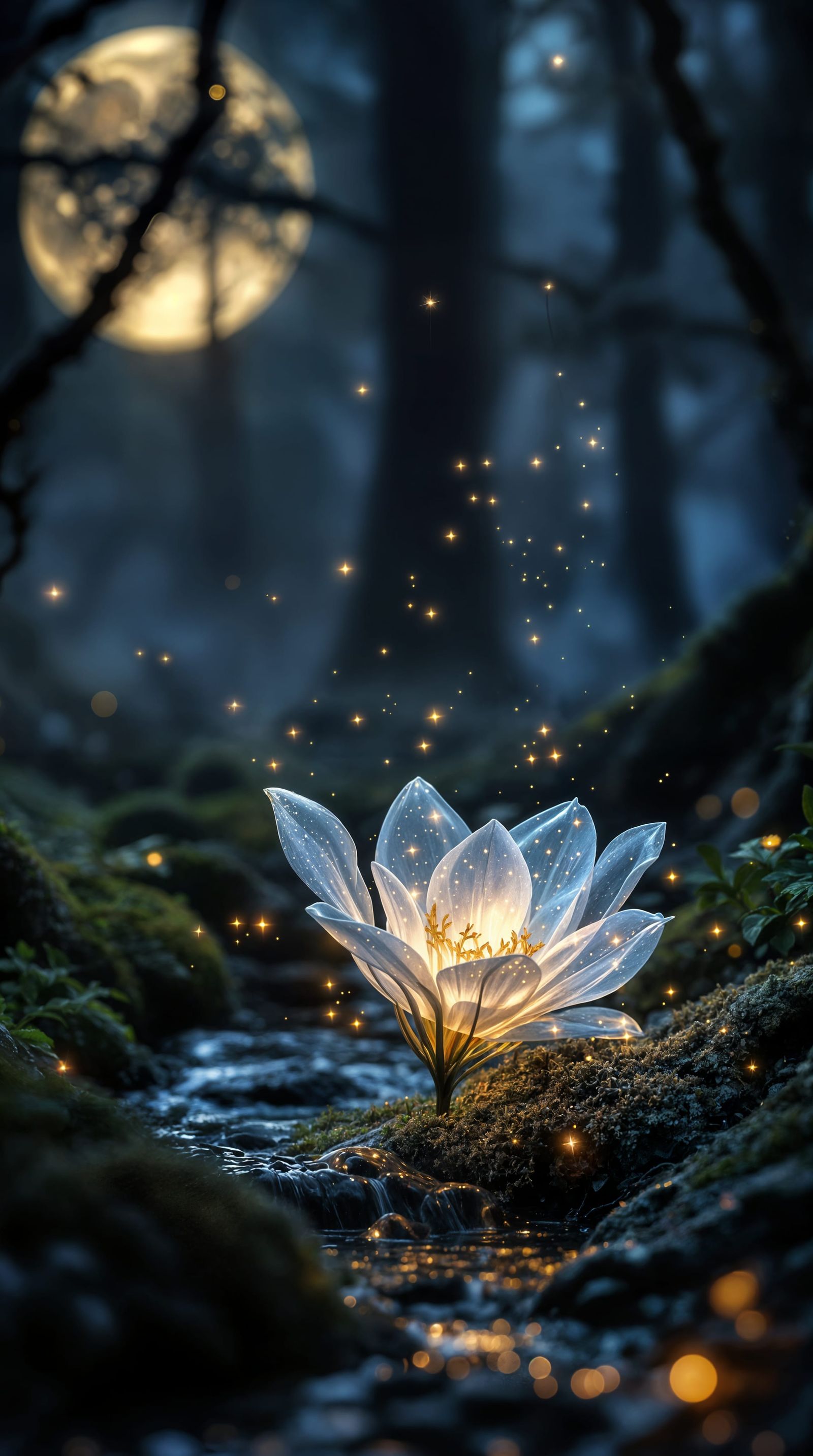 Magical Miniature Bloom in Dark Forest