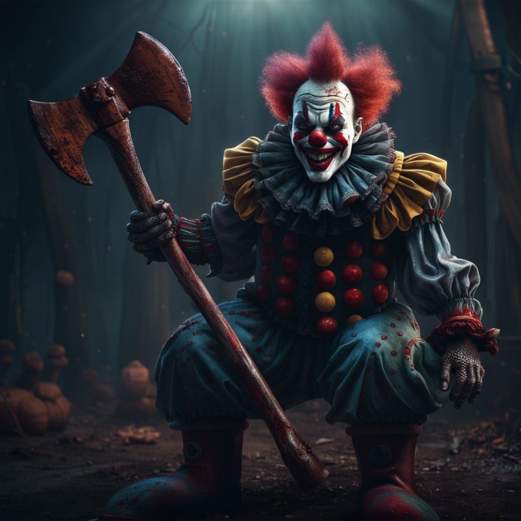 Creepy Clown with Axe: Fantasy Concept Art