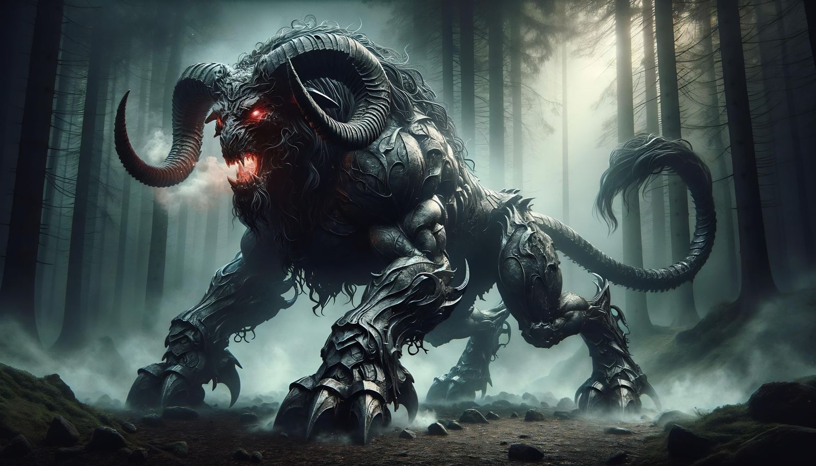 Epic Dark Fantasy Gorgon with Metallic Scales