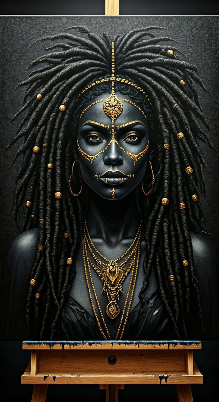 Voodoo Queen Portrait with Golden Accents