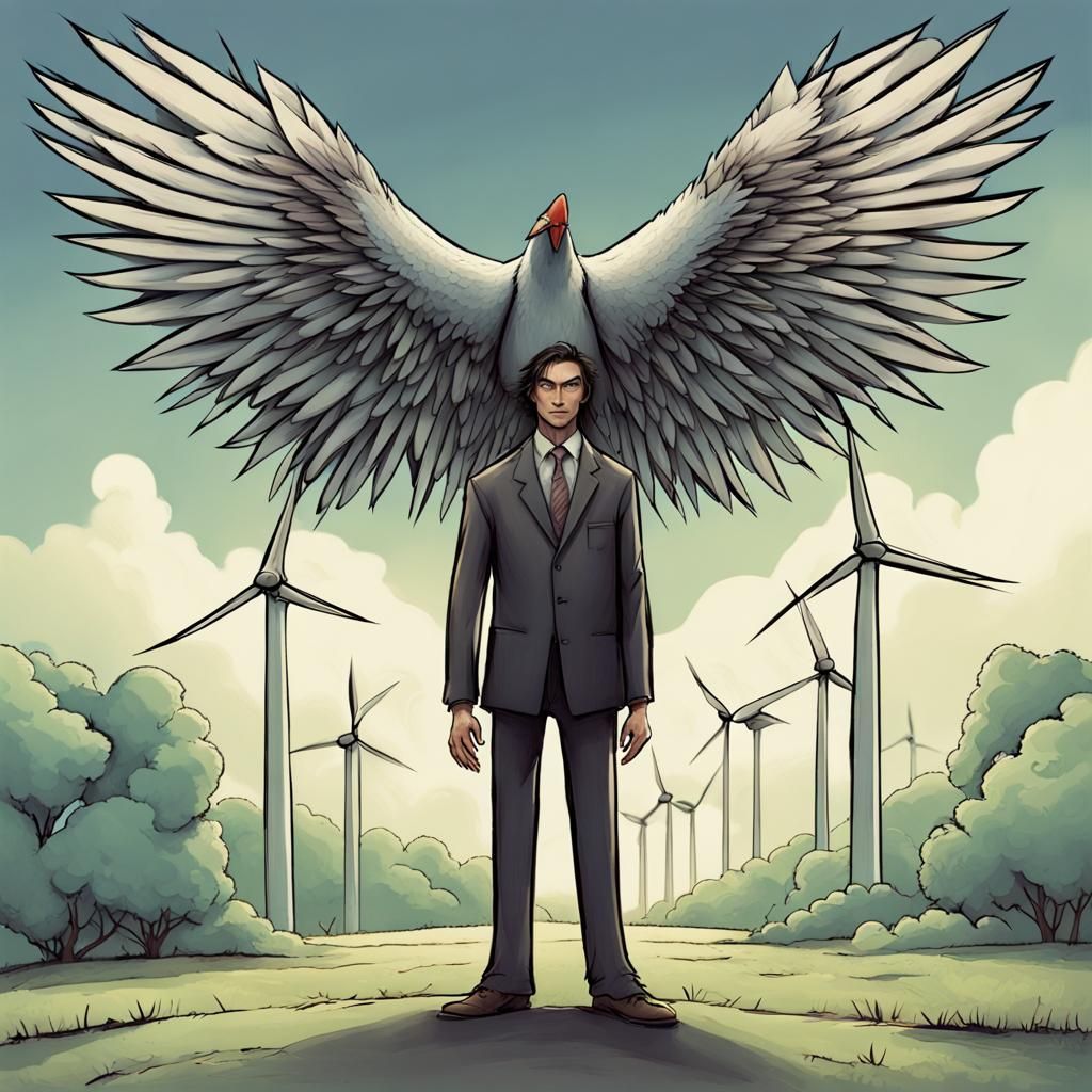 Bird-Man Supervillain Controls the Wind: Fantasy Art