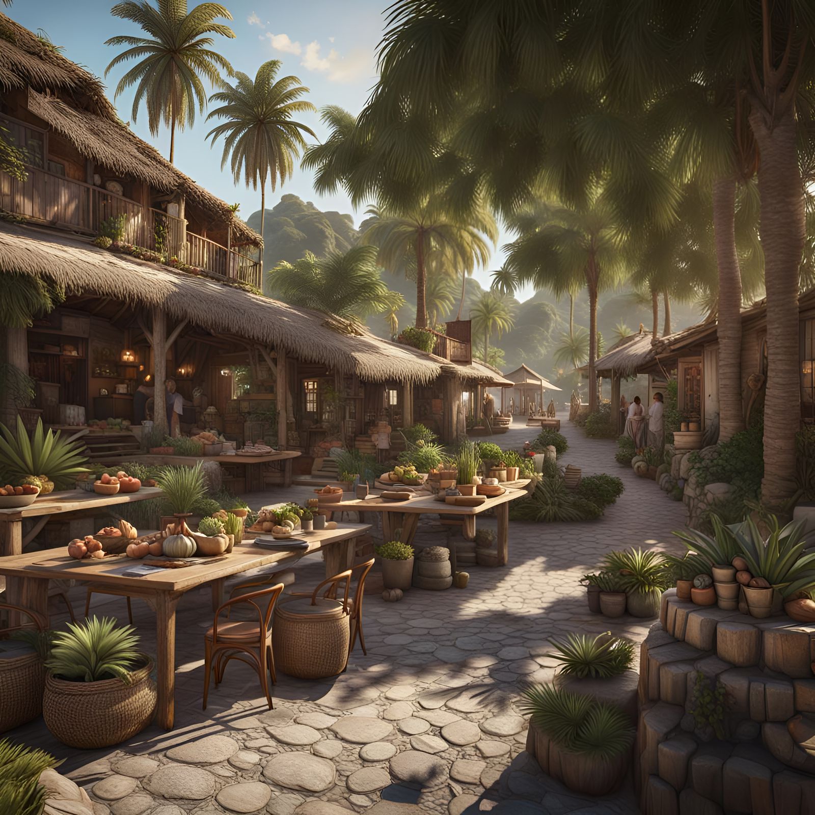 Brazilian-Inspired Romanian Village Market in Hyperrealistic...