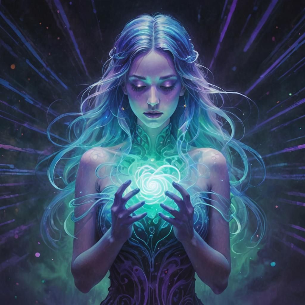 Neon Fantasy Illustration in Vaporwave Style