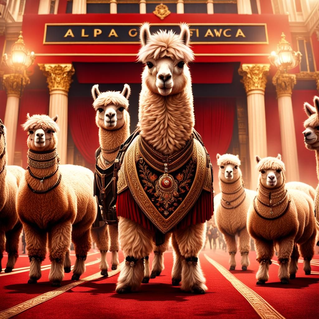 Alpaca on the Red Carpet: Cinematic Digital Painting
