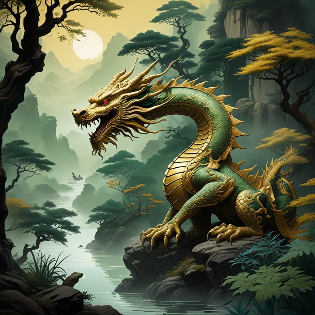 Ancient Chinese Dragon Revealed in Golden Filigree