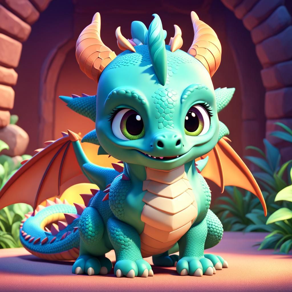 Adorable Dragon Concept Art in 3D