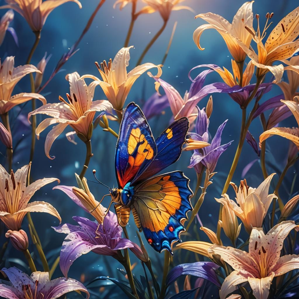 Butterfly on a lily