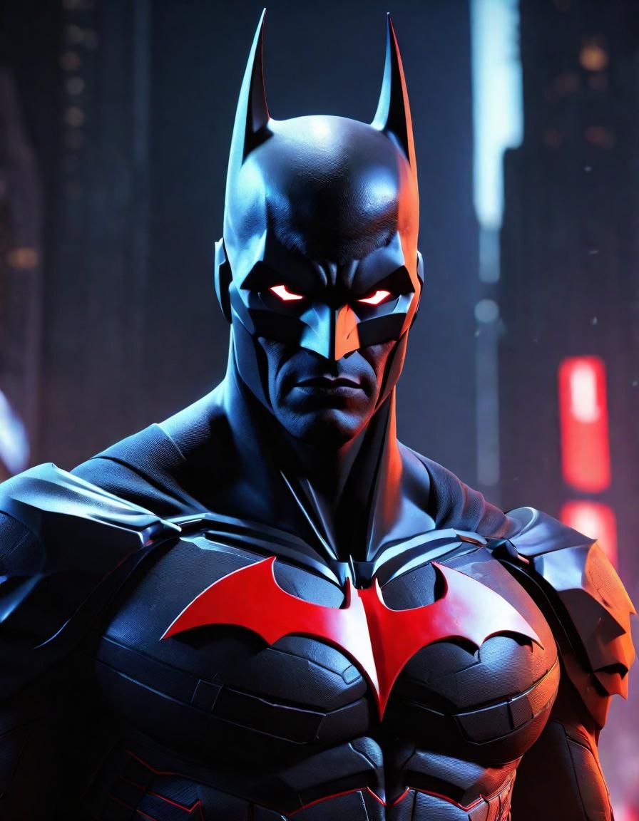 Batman Beyond Poster in Neo-Gotham 3D Style