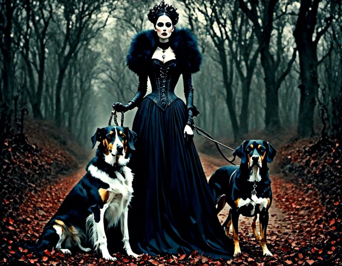 gothic queen with her hounds