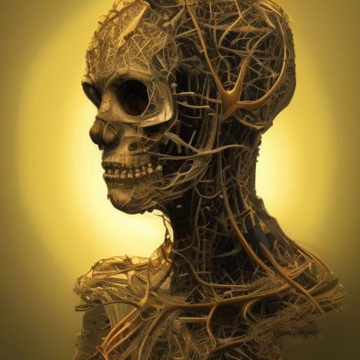 Horrific Science Fiction Landscape in Mixed Media