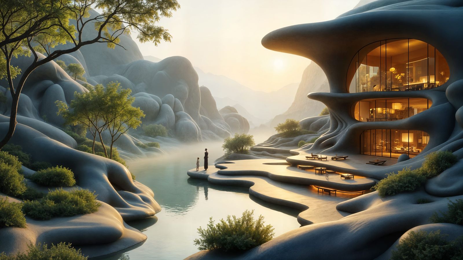 Serene Fantasy Getaway in Dreamlike Realism