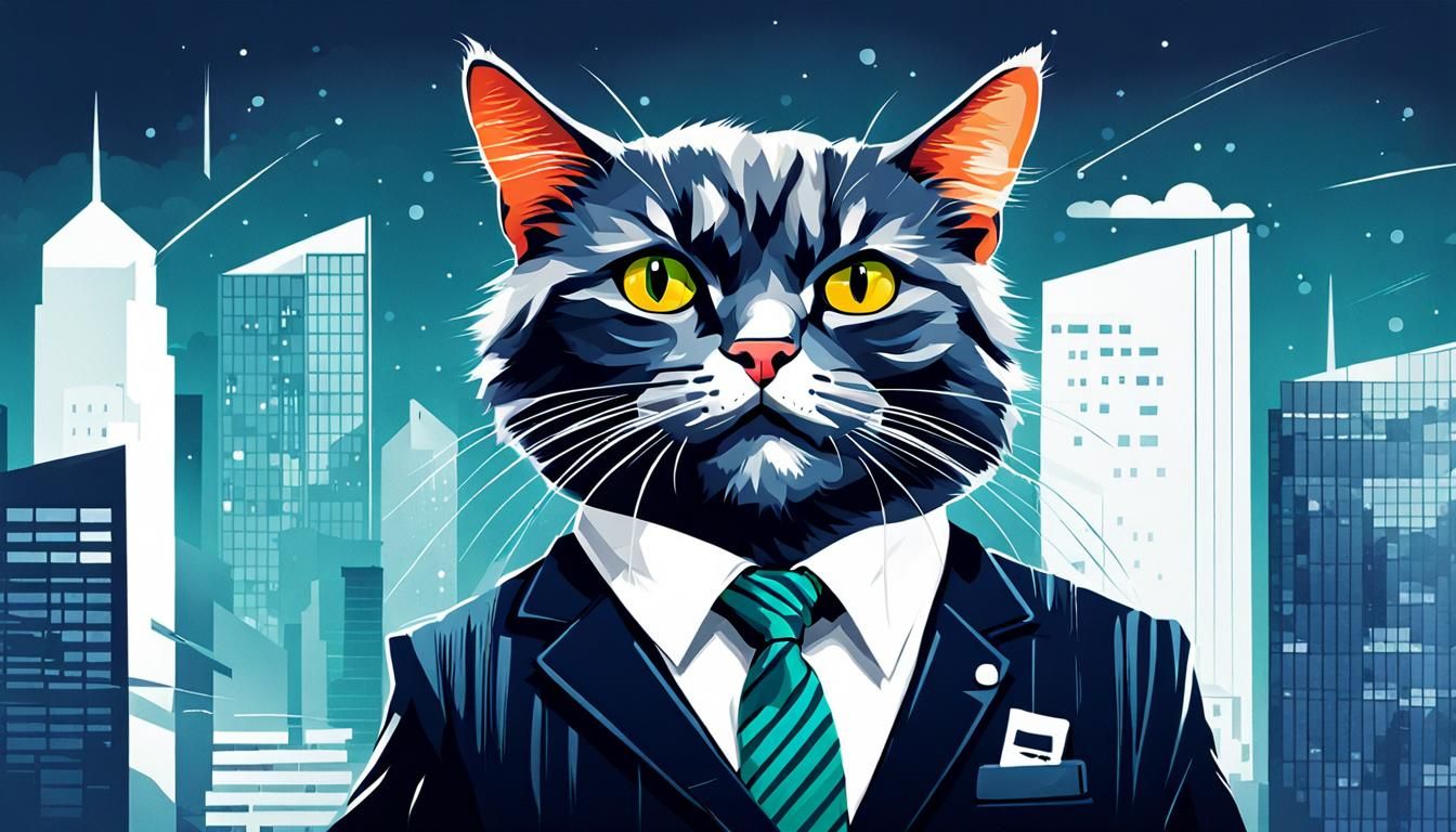 Tachisme Business Cat in Finance Office