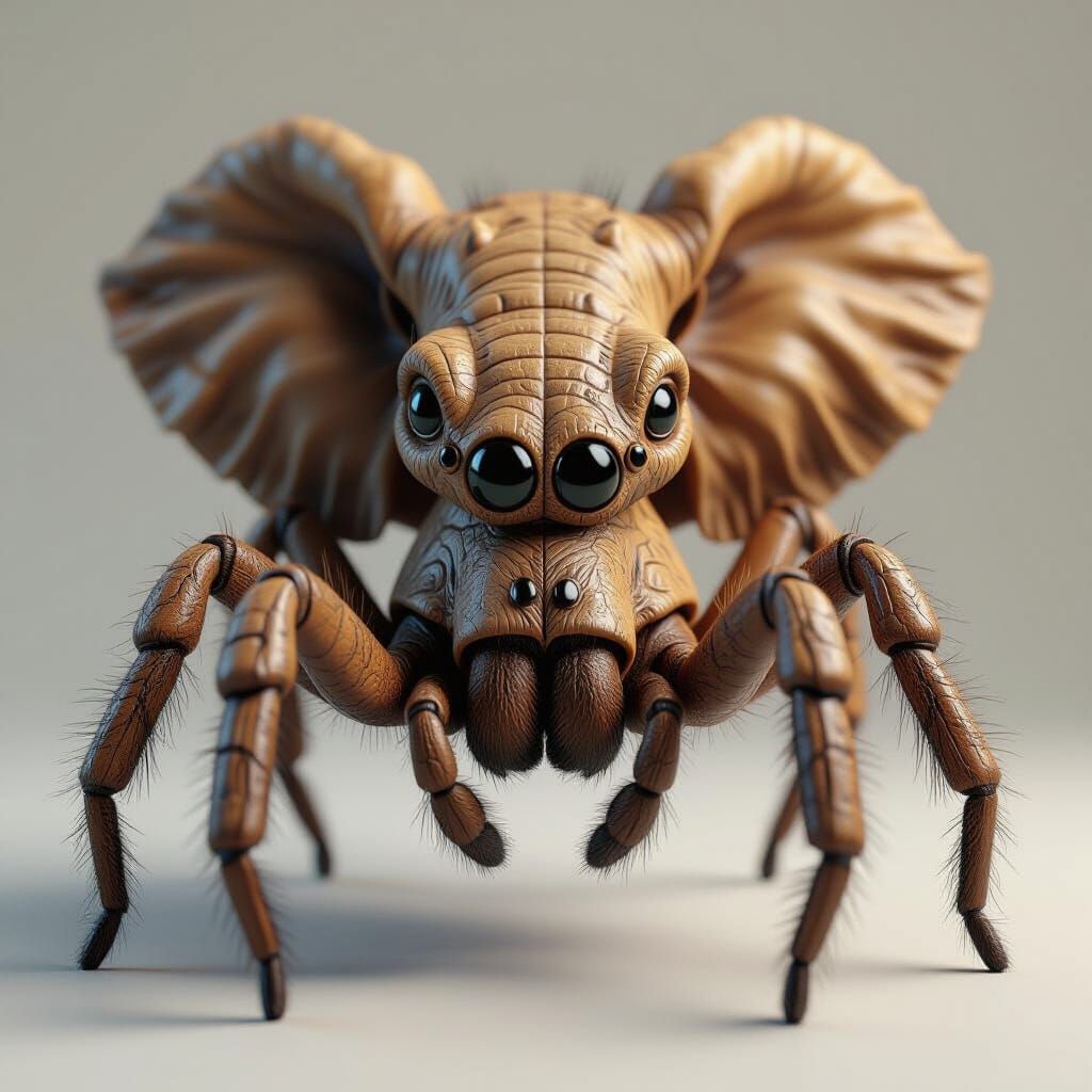 Hyperrealistic 3D Fox Spider Elephant Hybrid