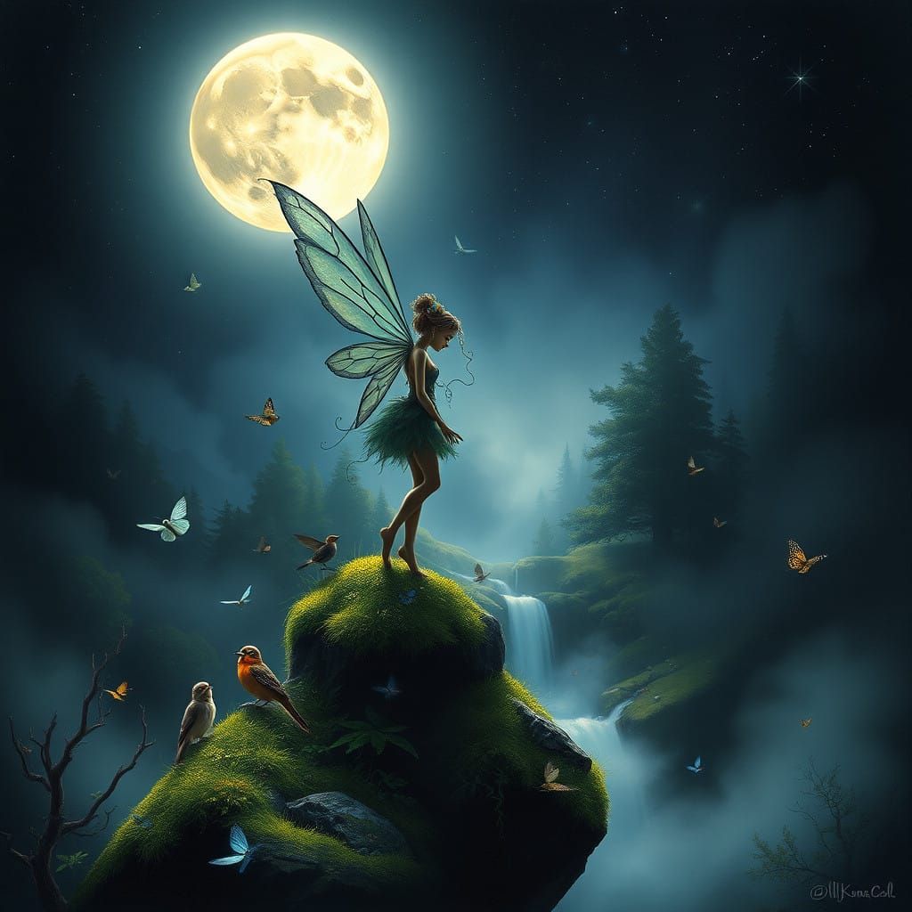 Surreal Fairy Containing a Mystical Landscape in a Dreamlike...
