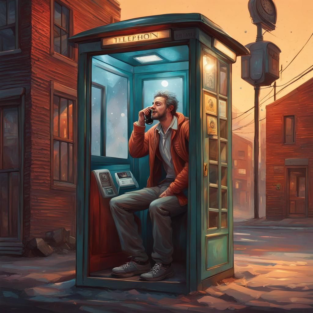 Drunk Man Calls Moon: Hyperrealistic Concept Art