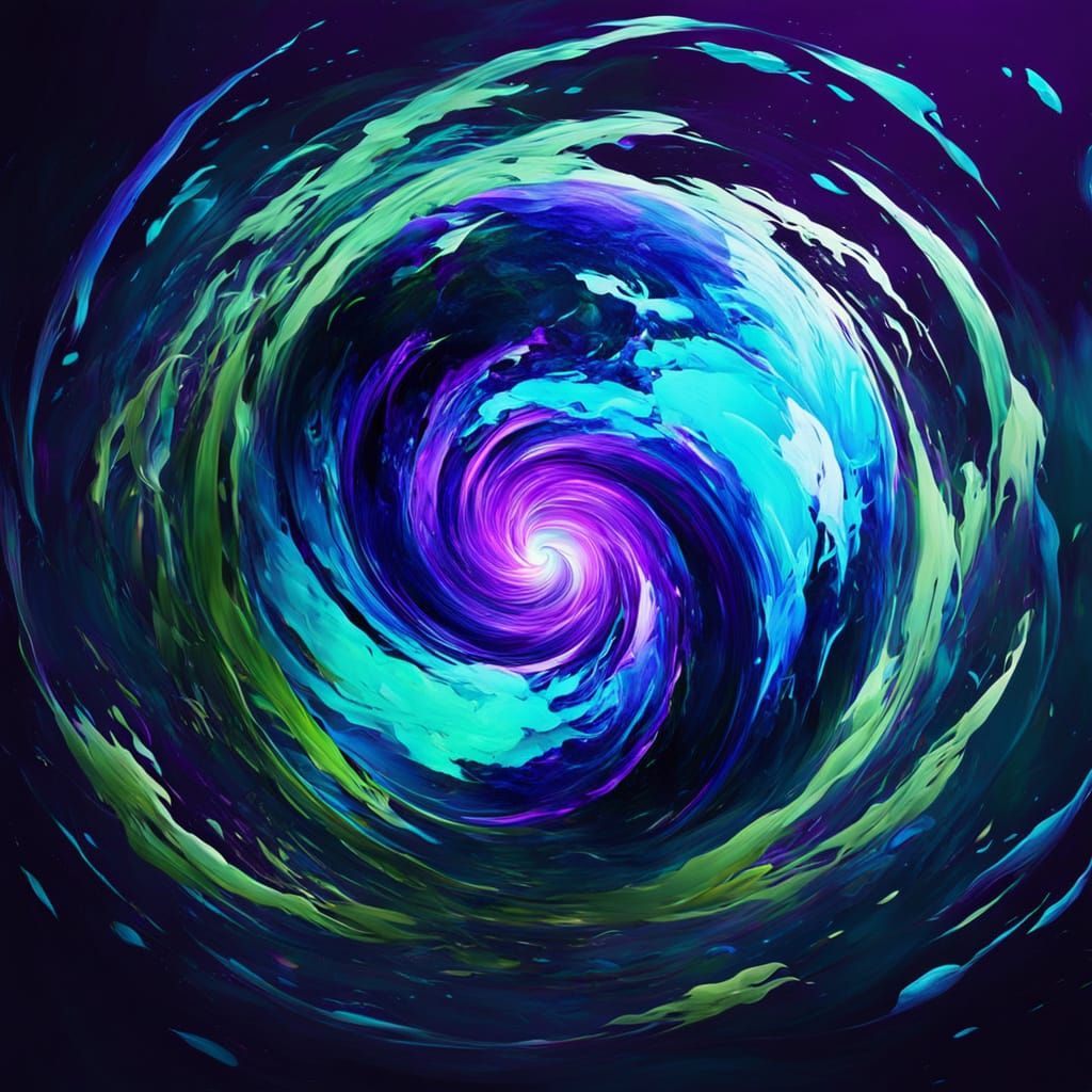 Vibrant Blue Orb in Swirling Vortex