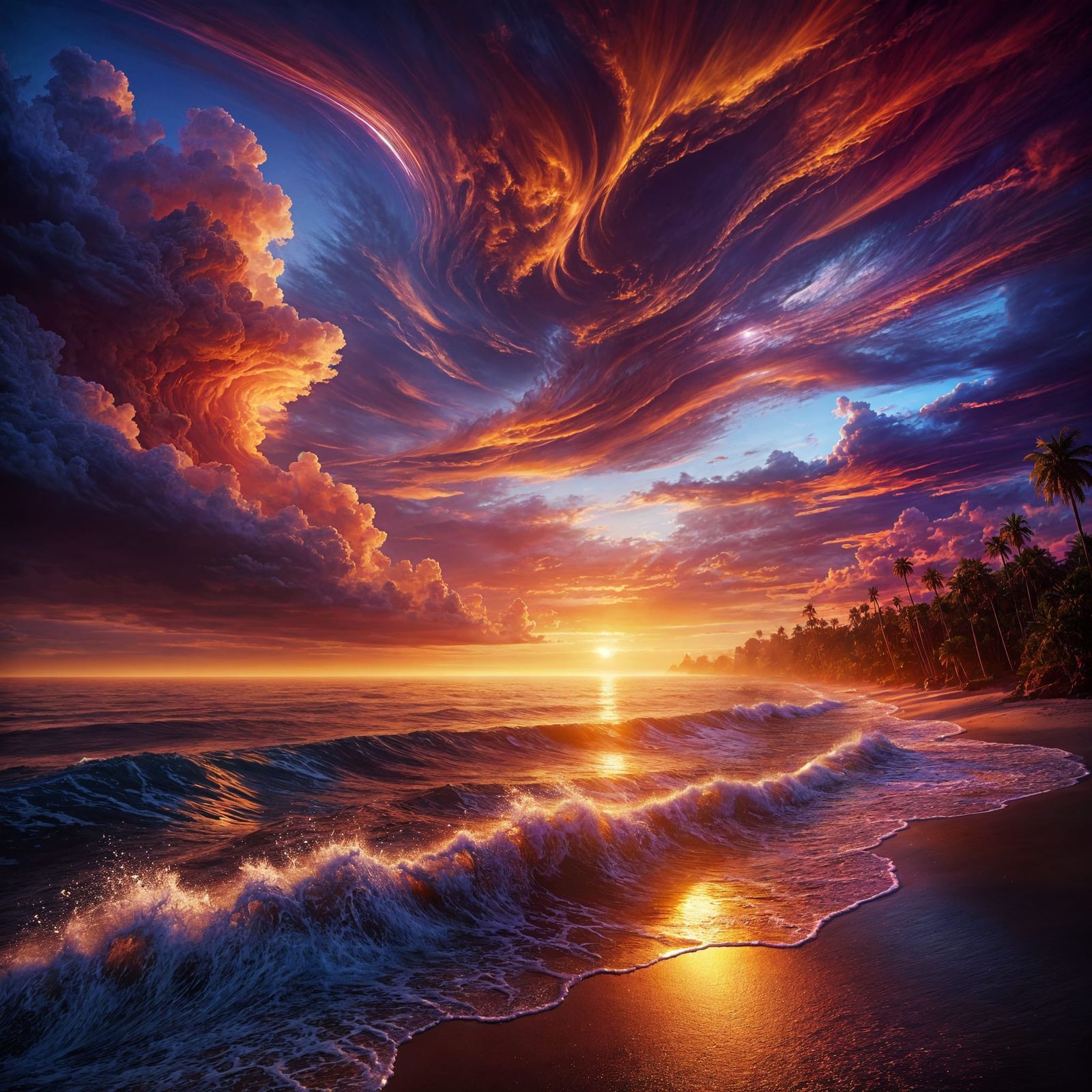 Surreal Sunset Seascape with Hyper-Realistic Details