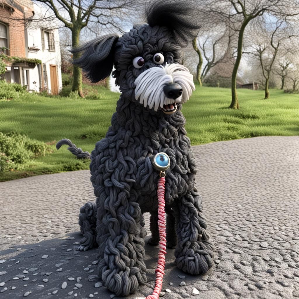 Hyper-Detailed Claymation Pumi Dog in Burton Style