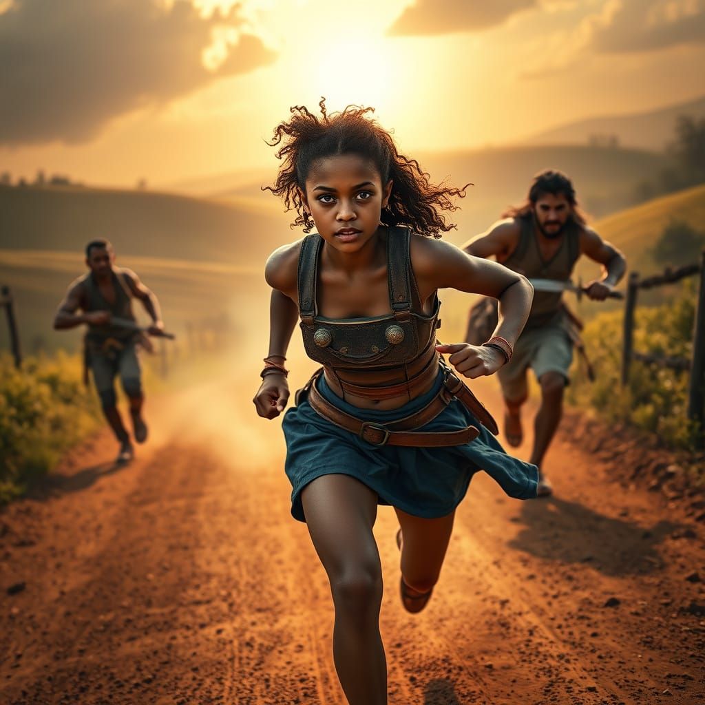 Medieval Fantasy Woman in Desperate Pursuit