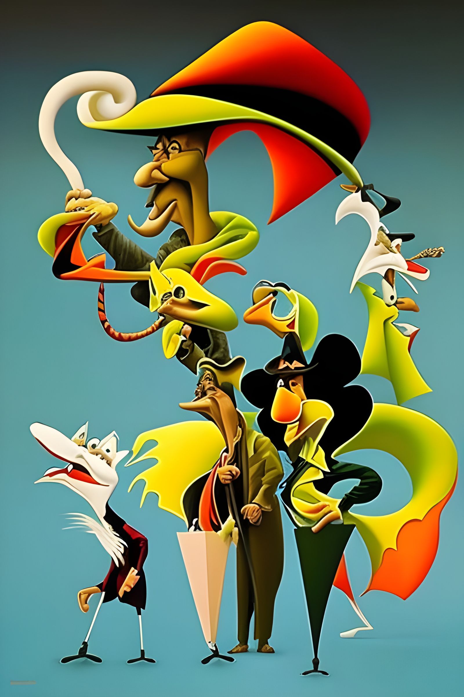 Abstract Folk Singers in Hyperrealistic Style