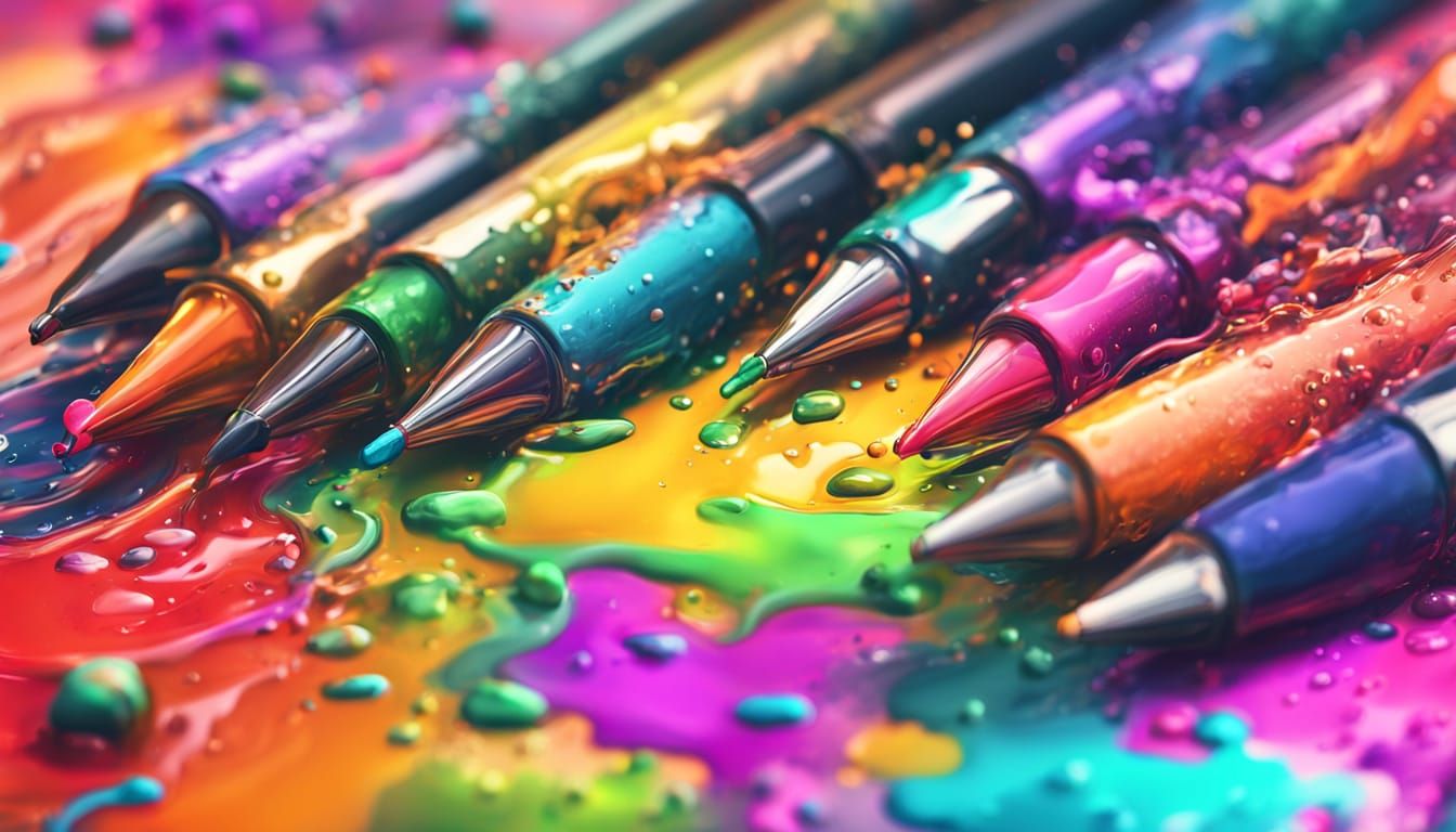 Fountain of Colored Inks in Vibrant Digital Art