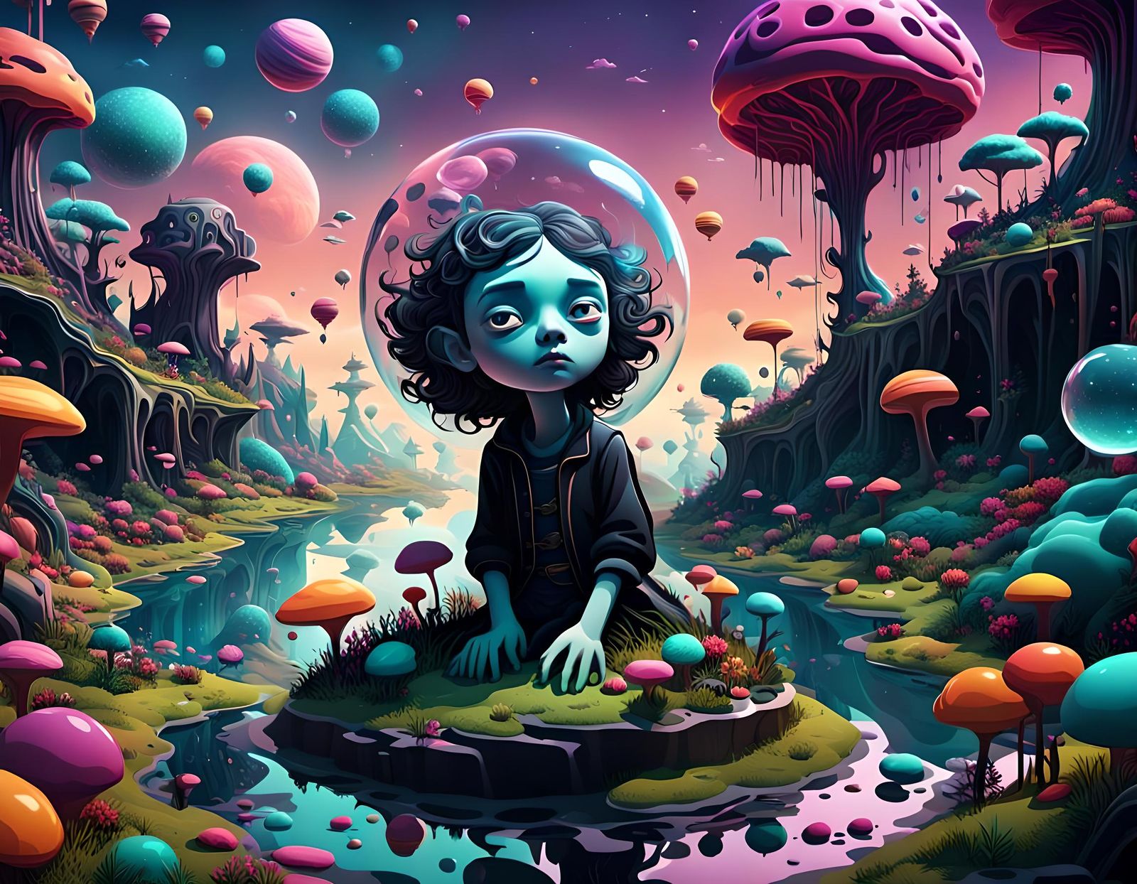Dreamy Fantasy Scene in Vivid Digital Art