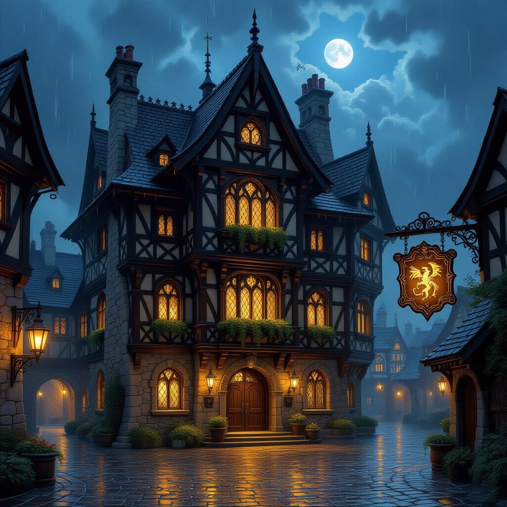 Epic Fantasy Dragon Inn Painting