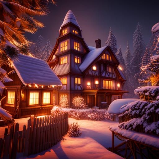 Christmas Finnish Home in Detailed Matte Painting