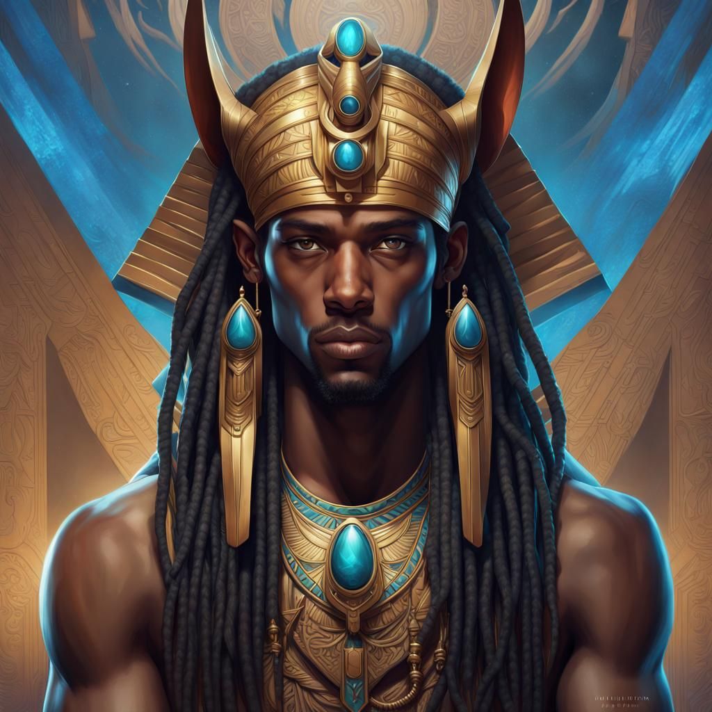 Egyptian God Anubis with Dreads, Digital Art