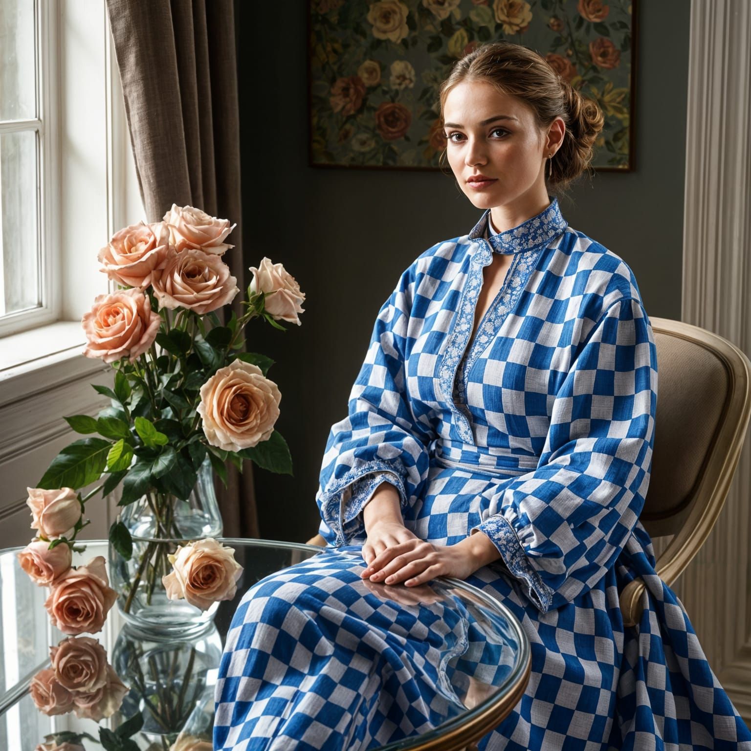 Elegant Lady in Glen Urquhart Check