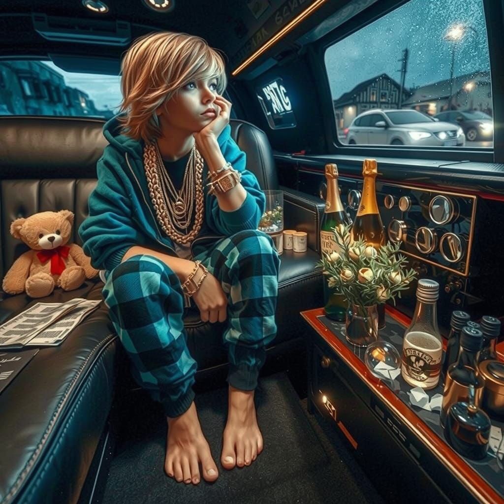 Young Woman Lost in Thought Amidst a Rainy Cityscape