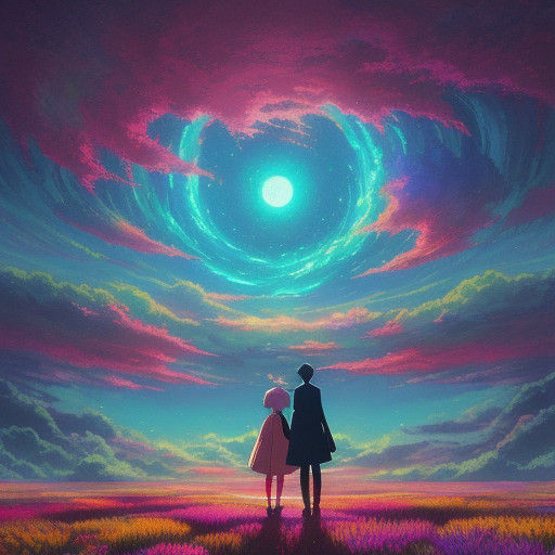 Whimsical Anime Scene in Soft Pastel Hues