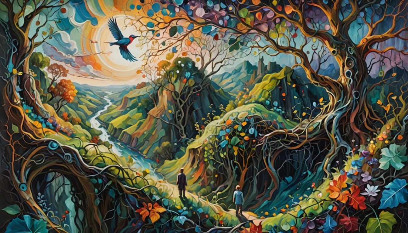 Surreal Dreamworld: Expressive Oil Painting Landscape