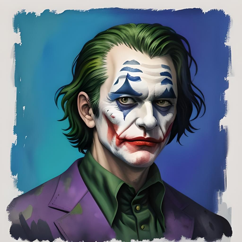 Joker in Gouache Style: Impressionist Masterpiece