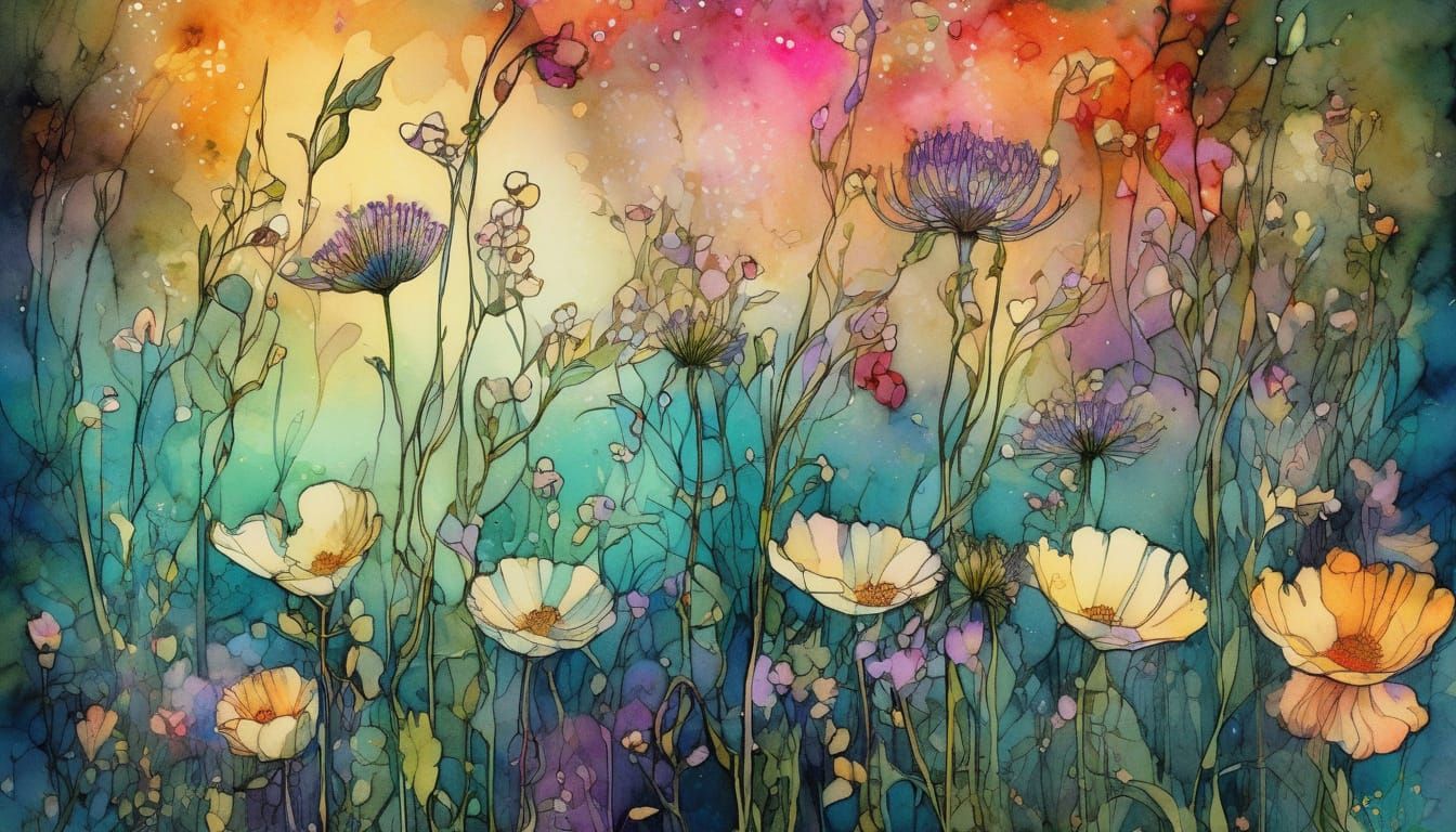 Wildflowers in Vibrant Bokeh Lighting