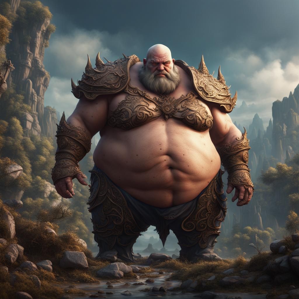 Detailed Matte Painting of a Fantastical Fat Man