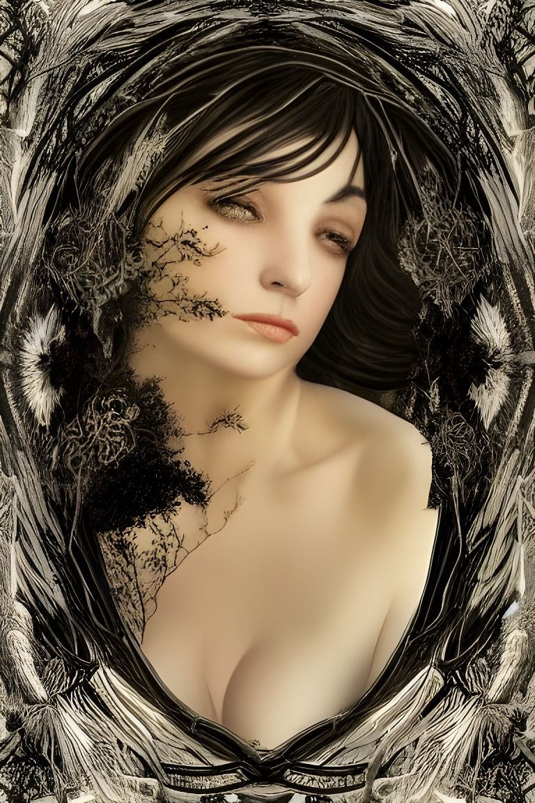 Witchy Woman Portrait in Fractal Fantasy Art