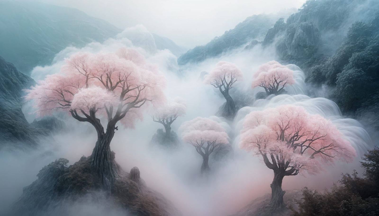 Ethereal Dreamscape: Luminescent Pastel Landscape