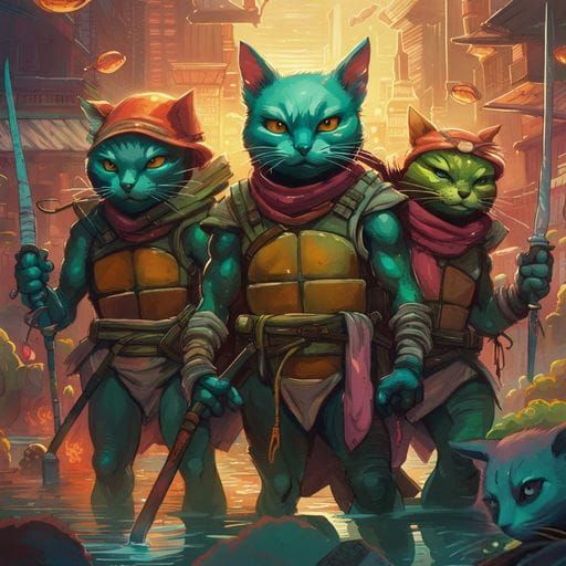 Teenage Mutant Ninja Kittens: Digital Art