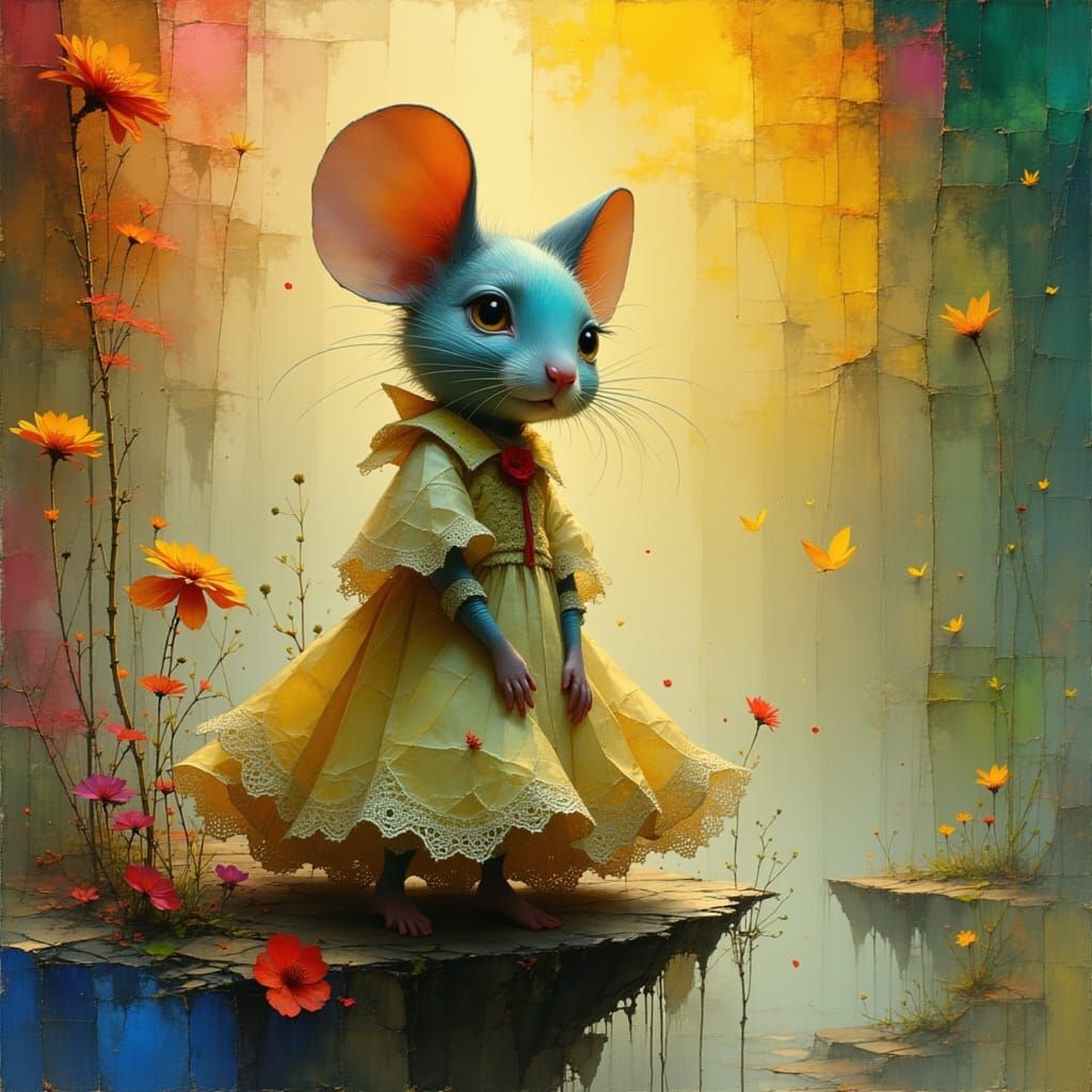 Lace-Clad Mouse in Ethereal Fantasy Setting