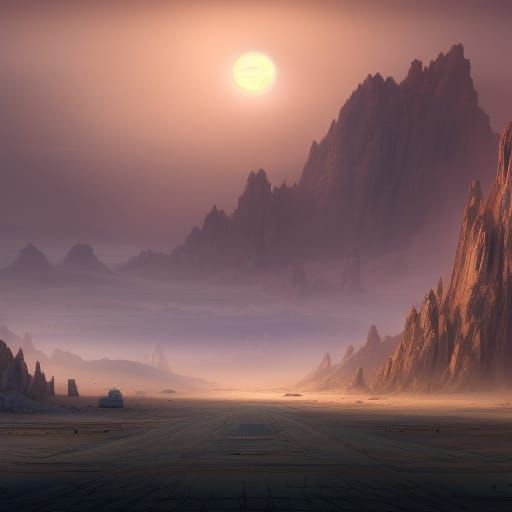 Dramatic Desert Storm in Detailed Matte Painting