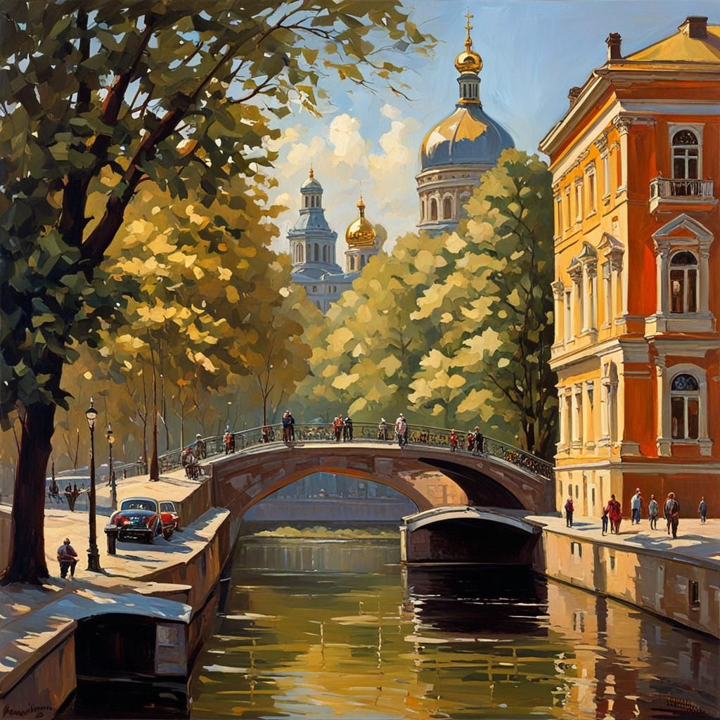 St. Petersburg Fantasy Cityscape Oil Painting