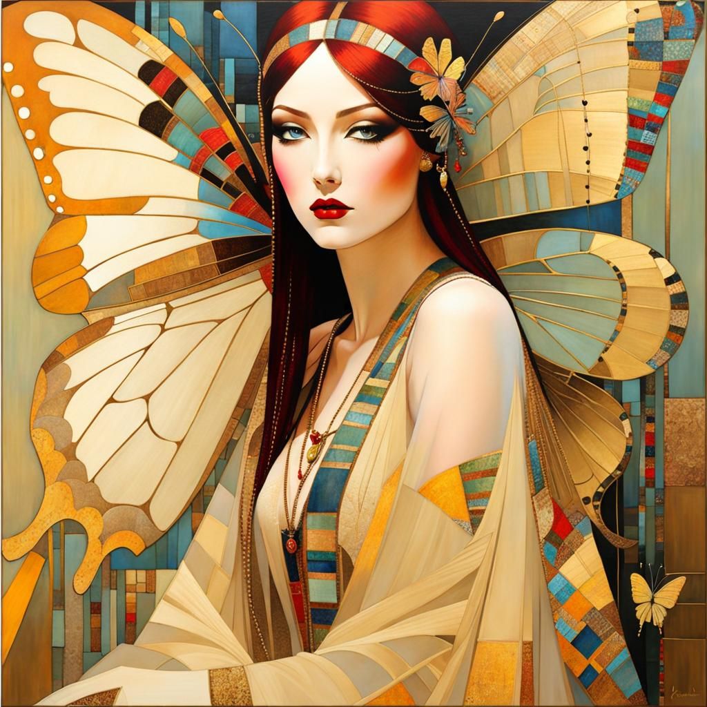 Butterfly in Art Brut Style