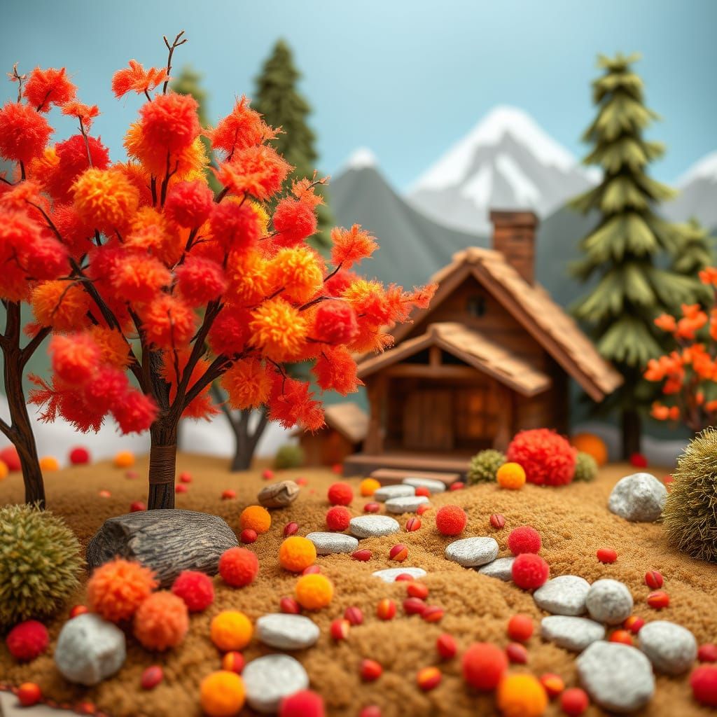 Cabin Autumn scene
