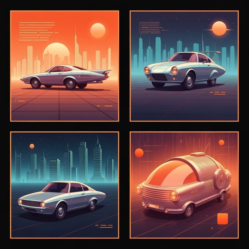 Retro Futurism with Vaporwave Aesthetics and Orange Accents