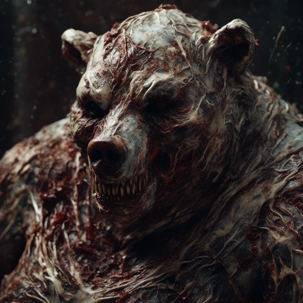 Creepy Porcelain Bear Zombie Portrait