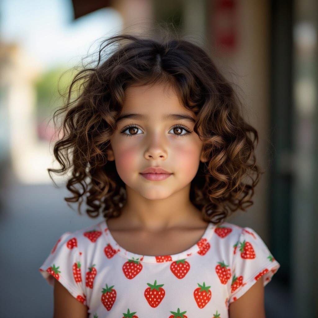 Young Jordanian Girl in Strawberry Outfit