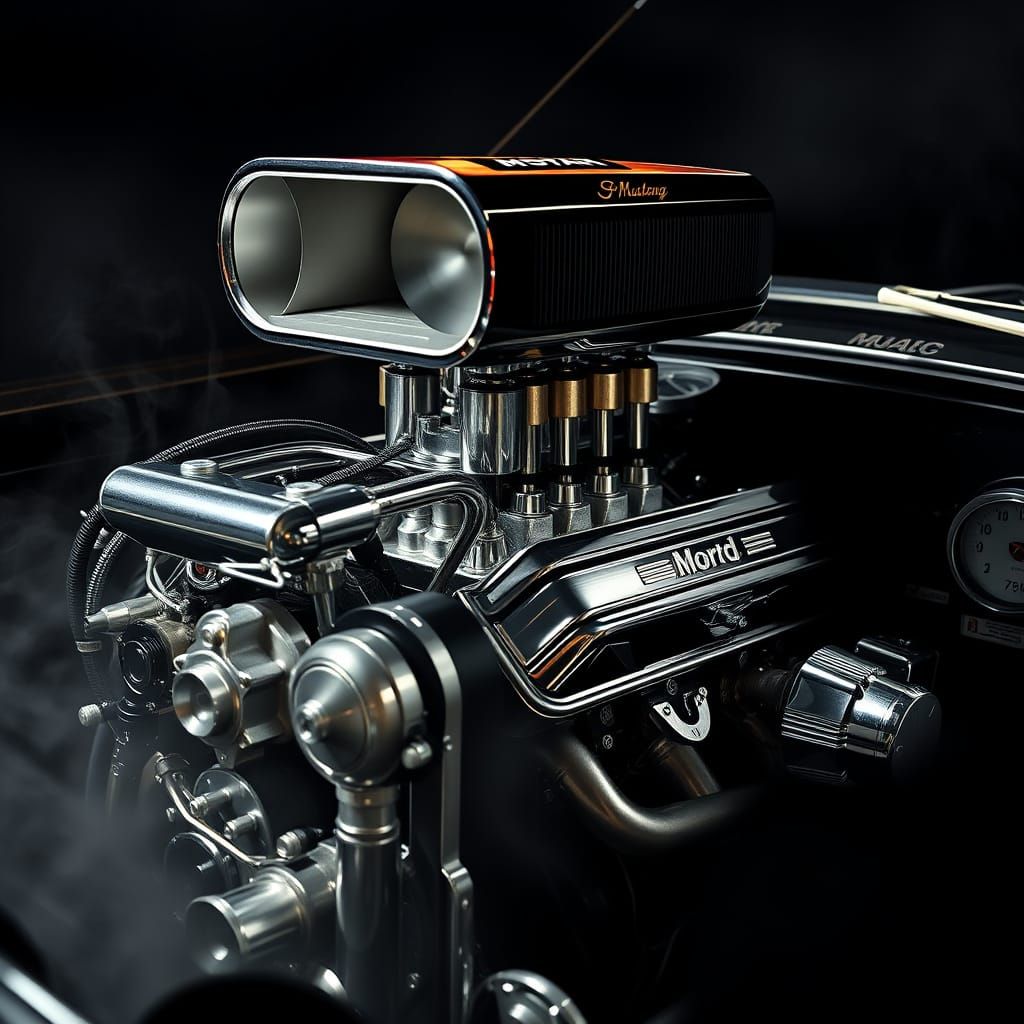 Meticulously Detailed Classic Muscle Car Engine