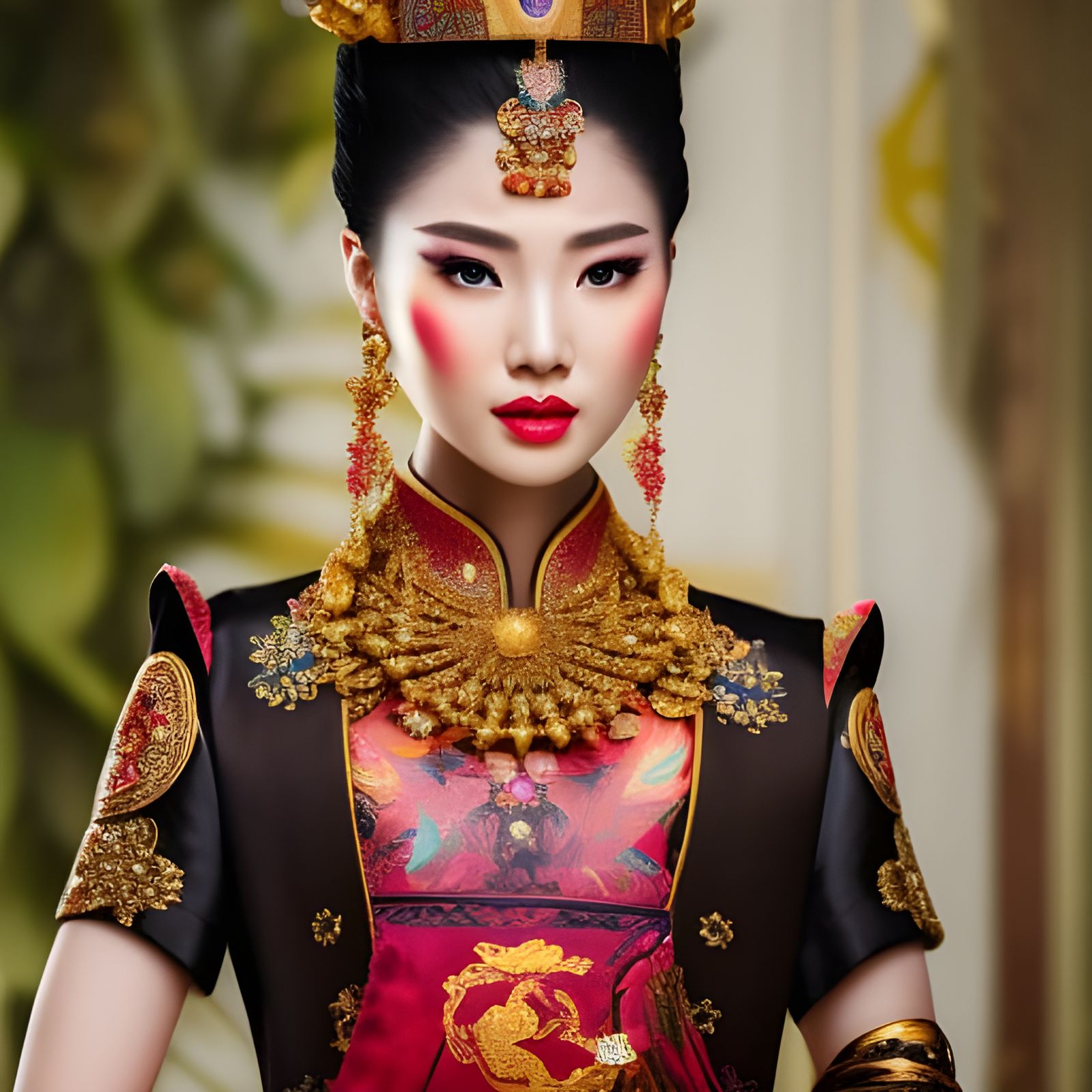 Chinese Empress on Golden Throne, Digital Art