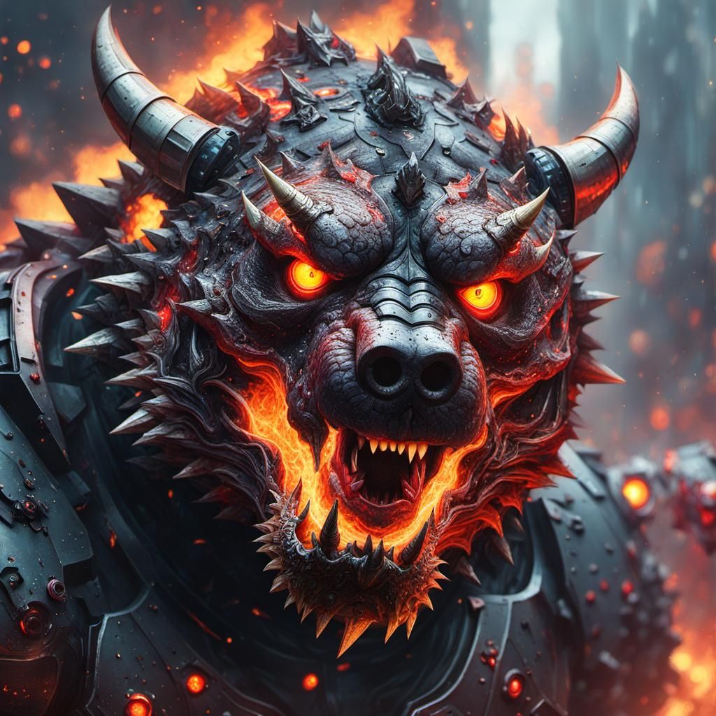 Robotic Dragon Portrait in Hyperrealistic Style